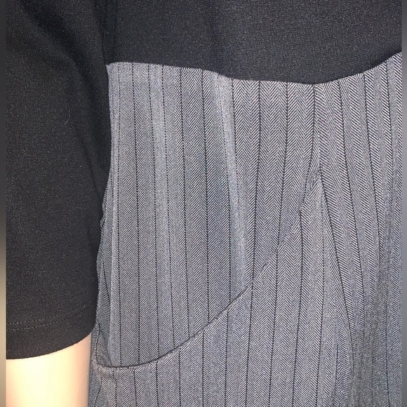 Igigi 2 Pc Look Ruched Pinstripe Dress, Plus Size 22/24 Black & Gray 3/4 Sleeves - Picture 10 of 15